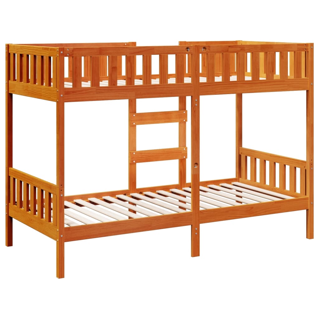 Bunk Bed Wax Brown 90x200 cm Solid Wood Pine