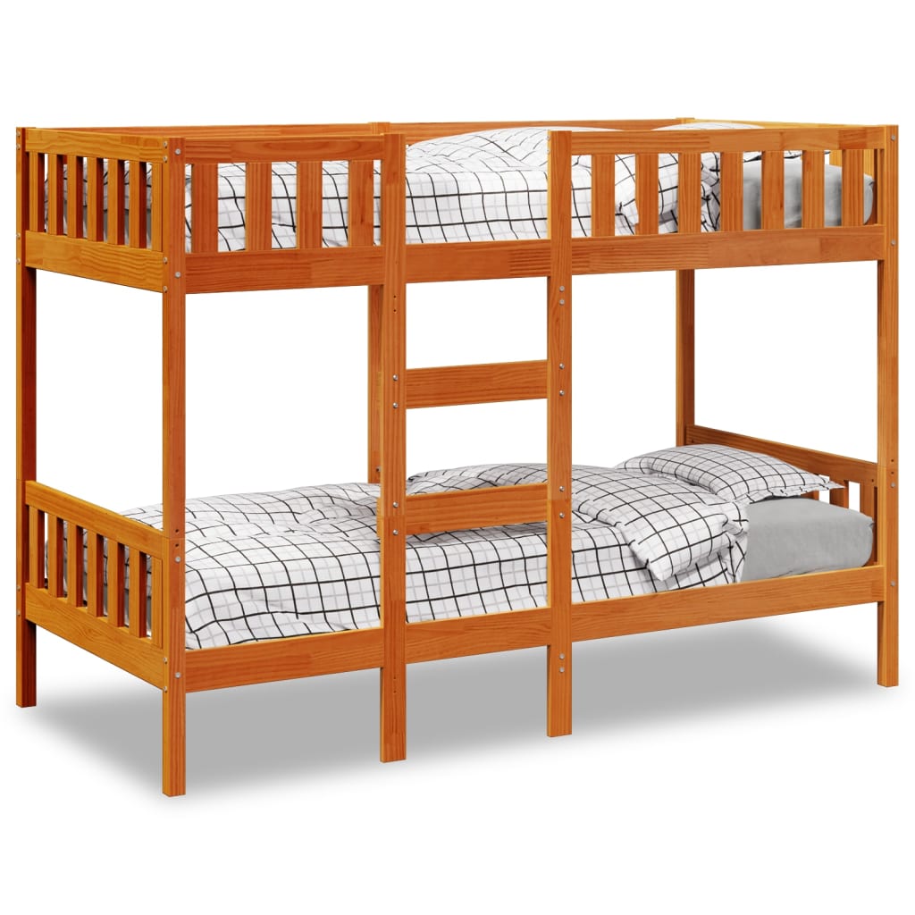 Bunk Bed Wax Brown 90x200 cm Solid Wood Pine