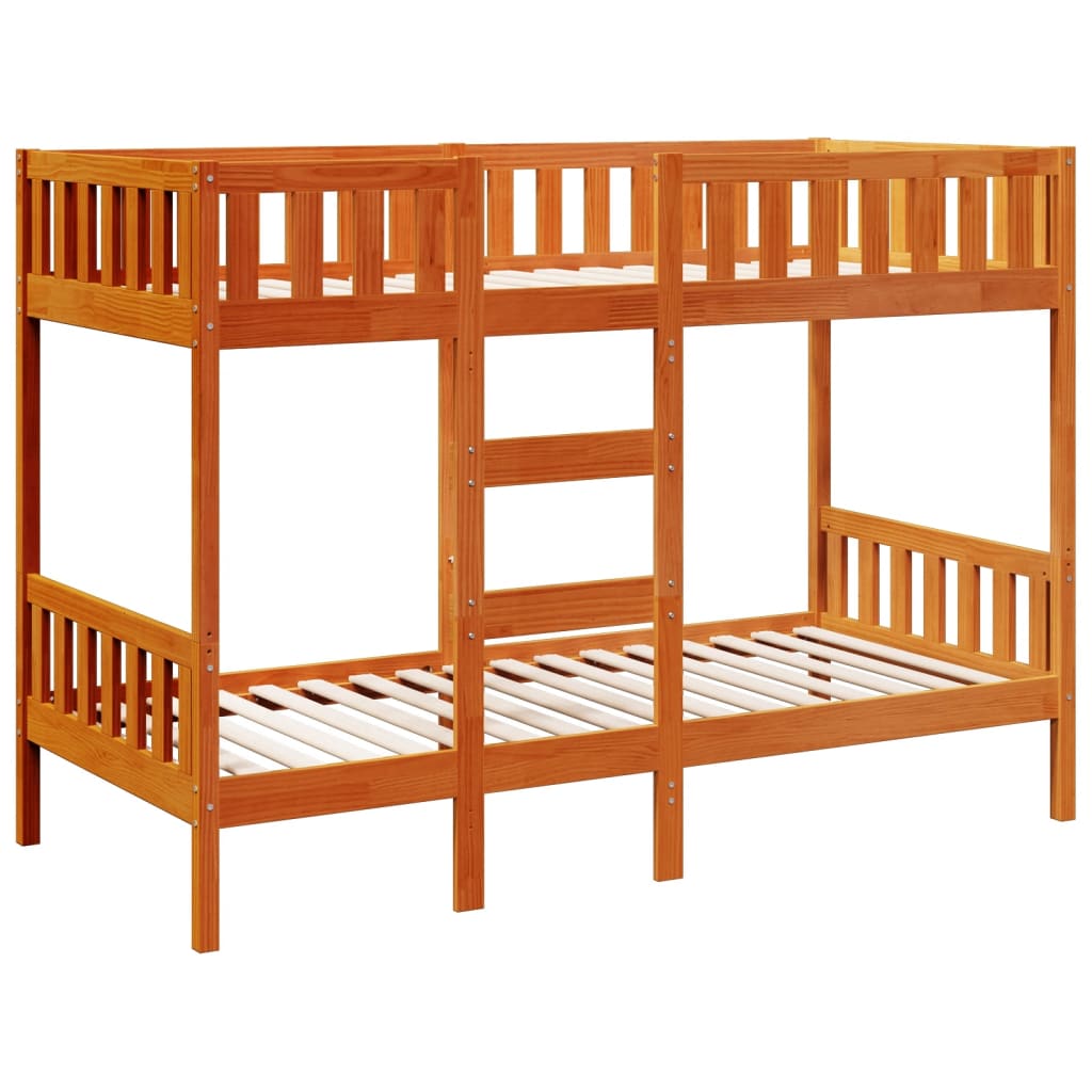 Bunk Bed Wax Brown 90x190 cm Solid Wood Pine