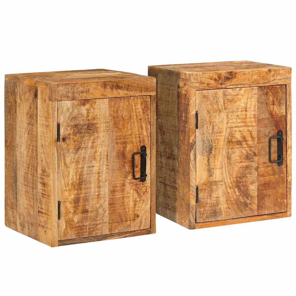 Bedside Table 2 pcs Brown 35 x 33 x 48 cm Solid Mango Wood