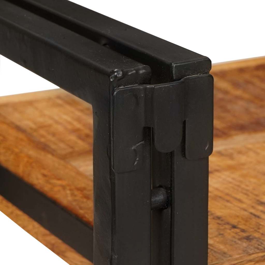 Bedside Table Brown and black 38 x 33 x 58 cm Solid Mango Wood