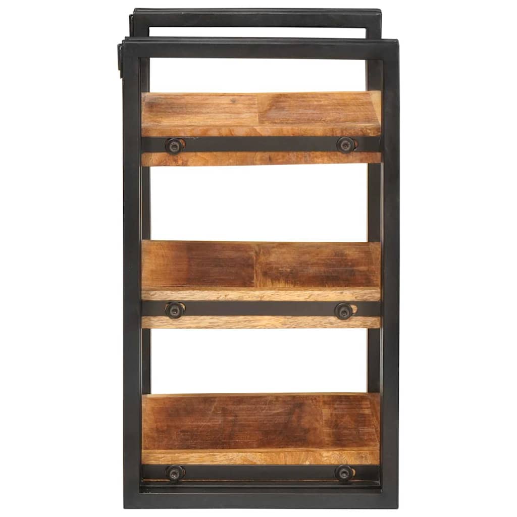 Bedside Table Brown and black 38 x 33 x 58 cm Solid Mango Wood