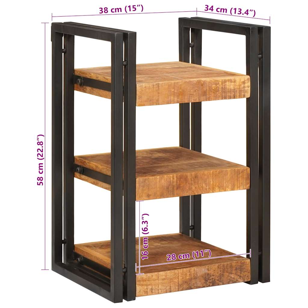 Bedside Table Brown and black 38 x 33 x 58 cm Solid Mango Wood