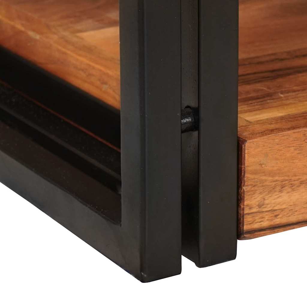Bedside Table Brown and black 38 x 33 x 58 cm Solid Wood Acacia