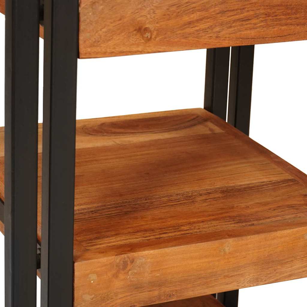 Bedside Table Brown and black 38 x 33 x 58 cm Solid Wood Acacia