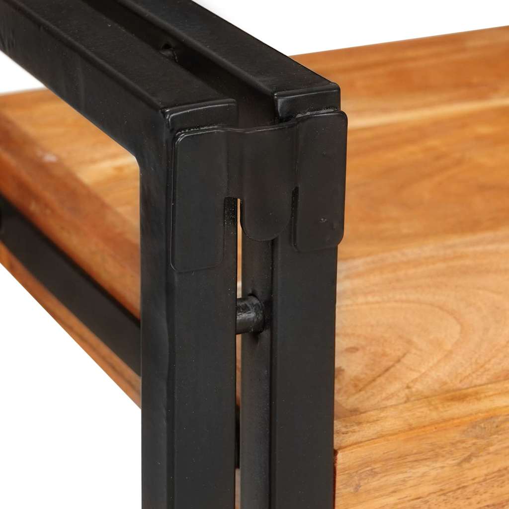 Bedside Table 2 pcs Brown and black Solid Wood Acacia