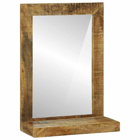 Bathroom Mirror Brown 50 X 22 X 70 Cm Solid Rough Wood Mango