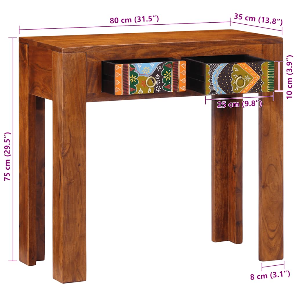 Console Table 80x35x75 cm Solid Wood Acacia