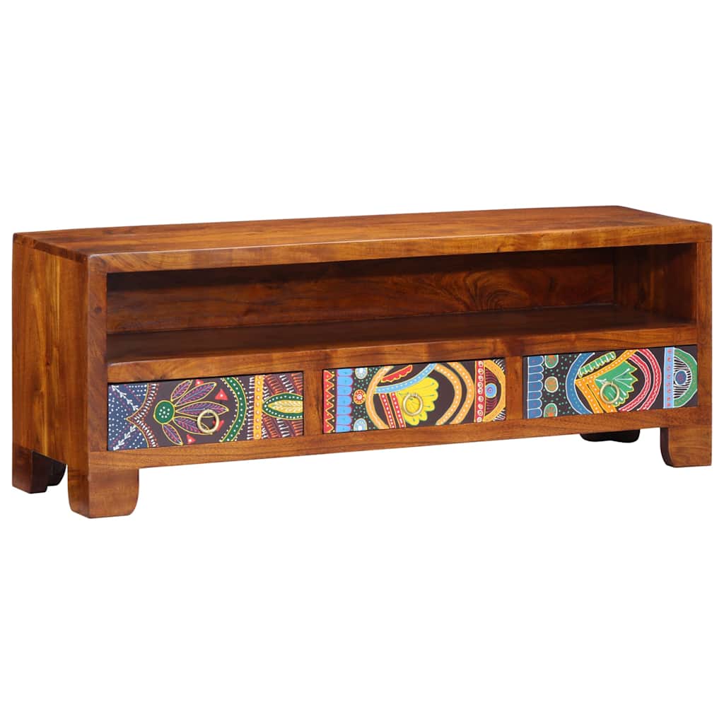 TV Cabinet Multicolour 110x30x40 Solid Wood Acacia