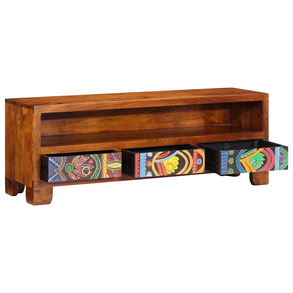 TV Cabinet Multicolour 110x30x40 Solid Wood Acacia