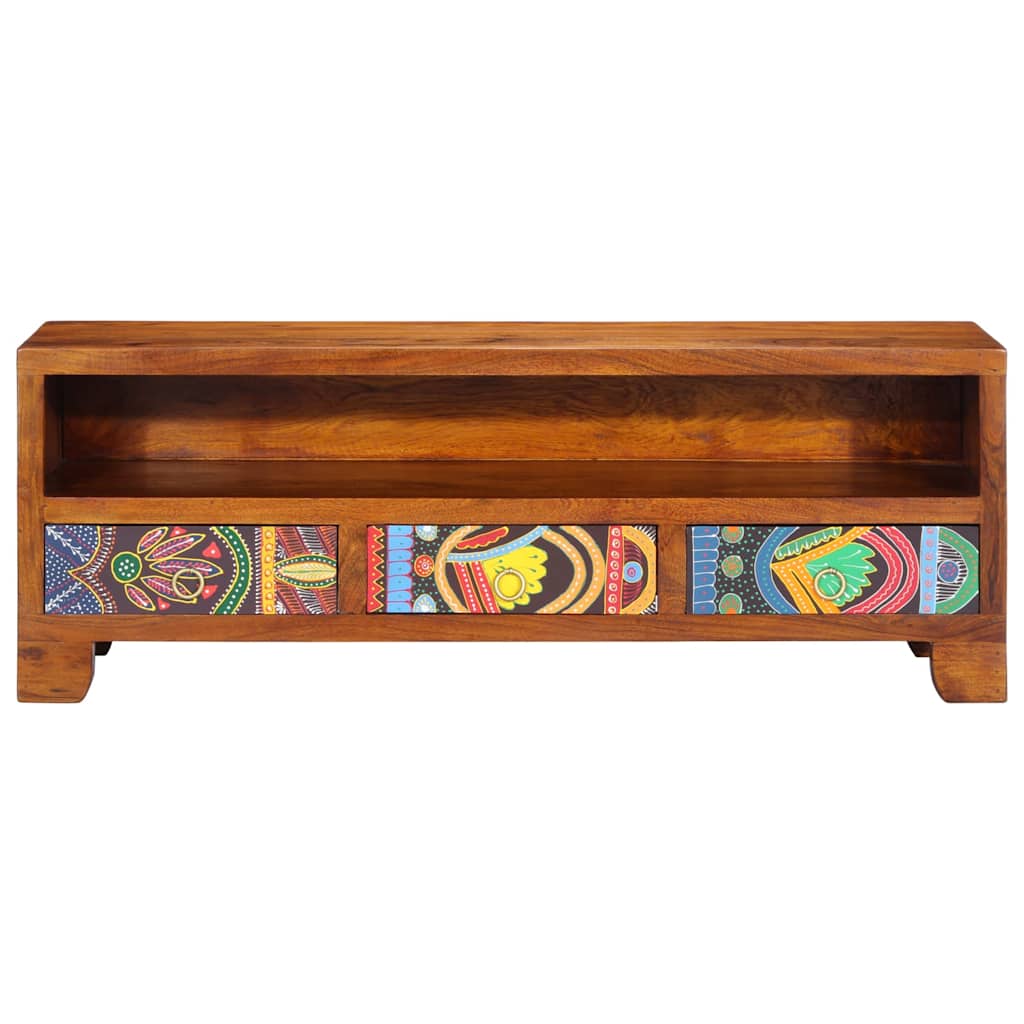 TV Cabinet Multicolour 110x30x40 Solid Wood Acacia