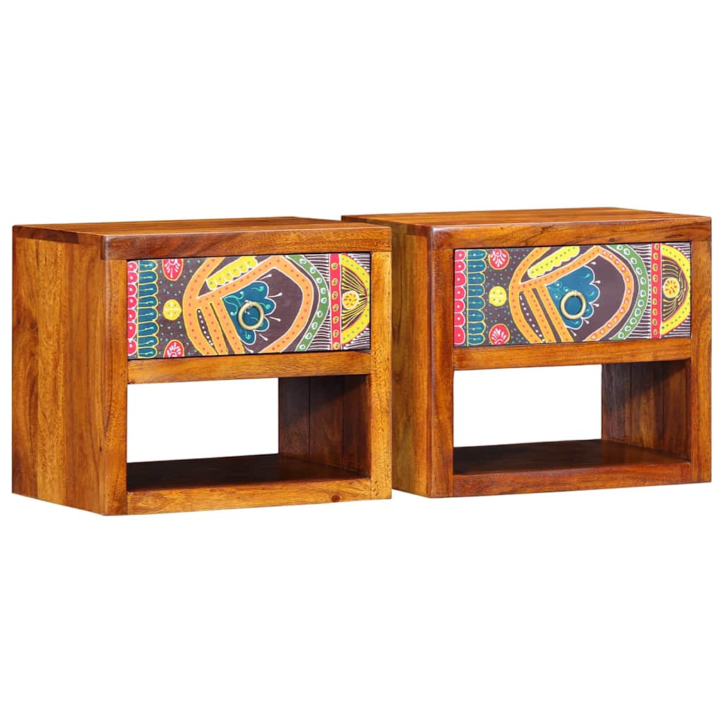 Bedside Cabinet 2 pcs Brown 40 x 35 x 35 cm Solid acacia wood