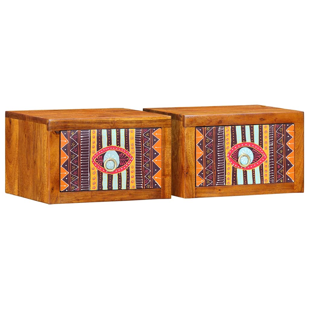 Bedside Cabinet 2 pcs Brown 35 x 30 x 22 cm Solid acacia wood