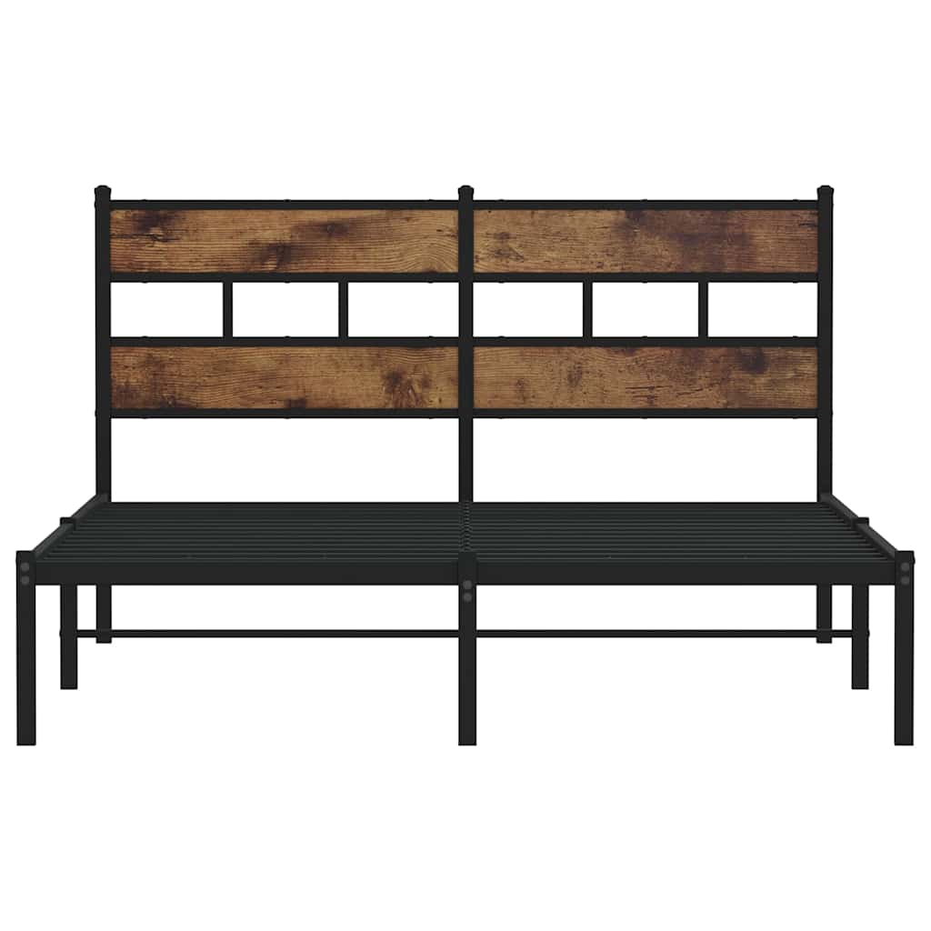 Metal Bed Frame without Mattress Smoked Oak 140x190 cm