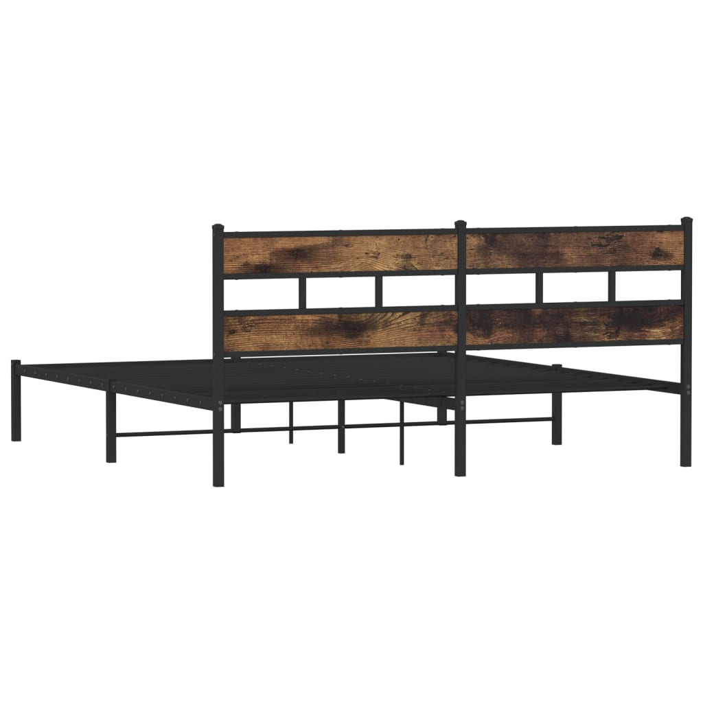 Metal Bed Frame without Mattress Smoked Oak 183x213 cm