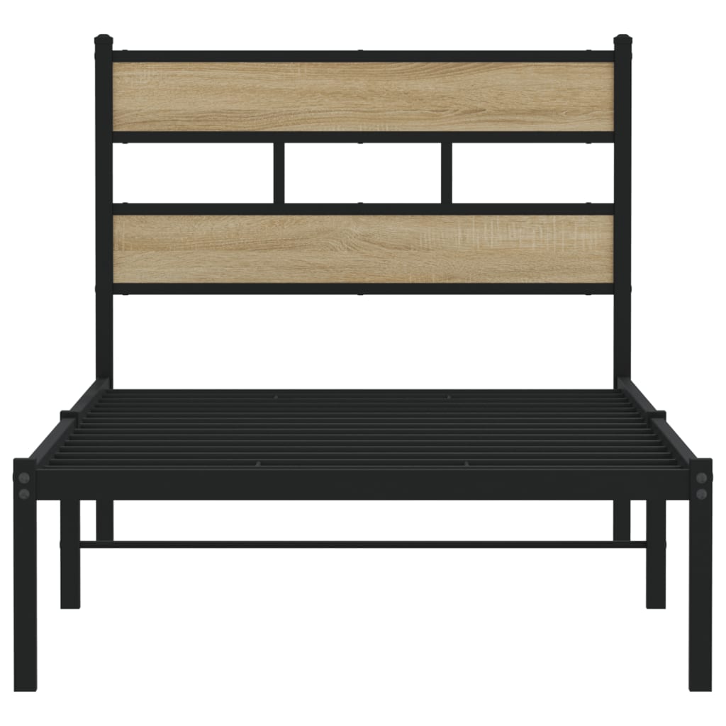 Metal Bed Frame without Mattress Sonoma Oak 90x200 cm