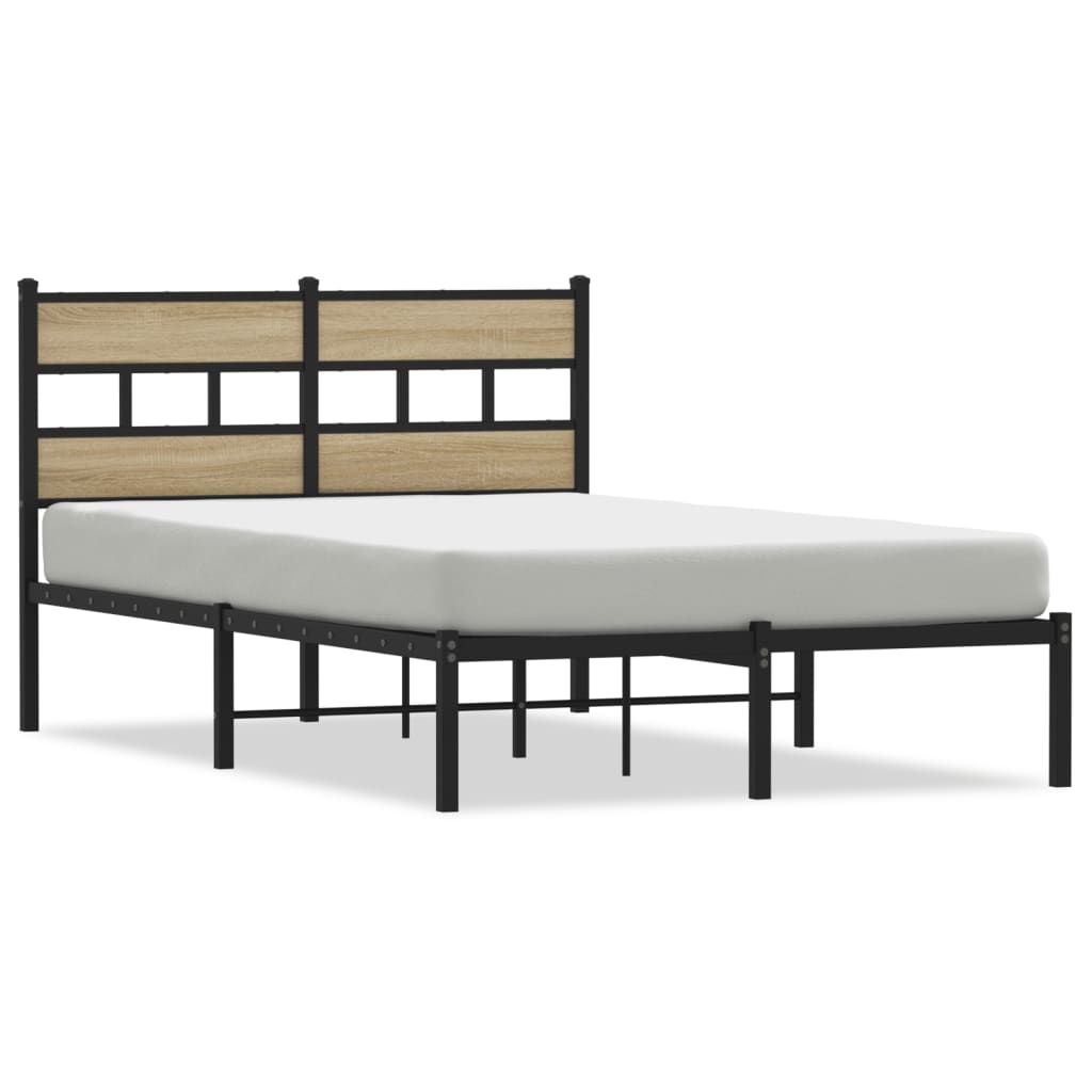 Metal Bed Frame without Mattress Sonoma Oak 120x190 cm Small Double