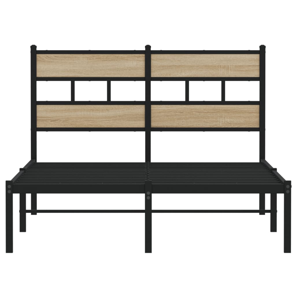 Metal Bed Frame without Mattress Sonoma Oak 120x190 cm Small Double