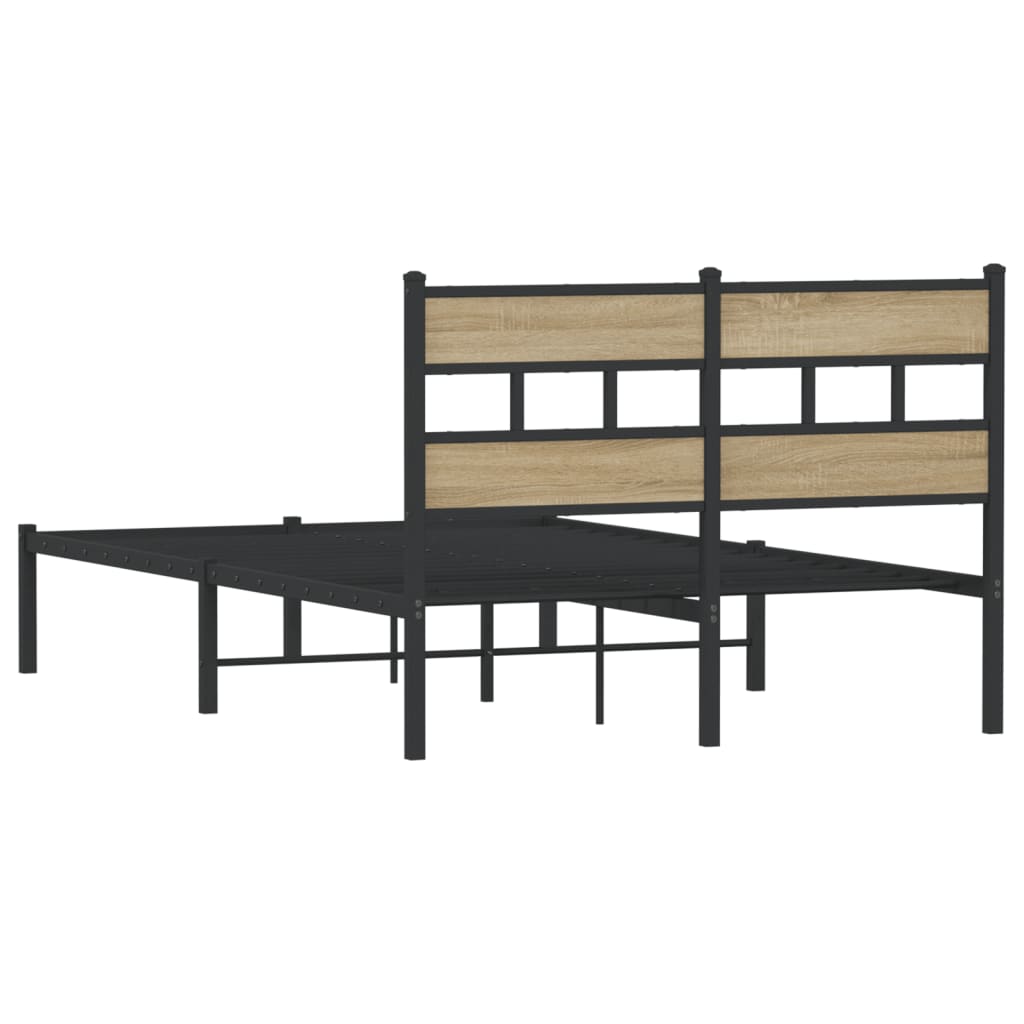 Metal Bed Frame without Mattress Sonoma Oak 120x190 cm Small Double