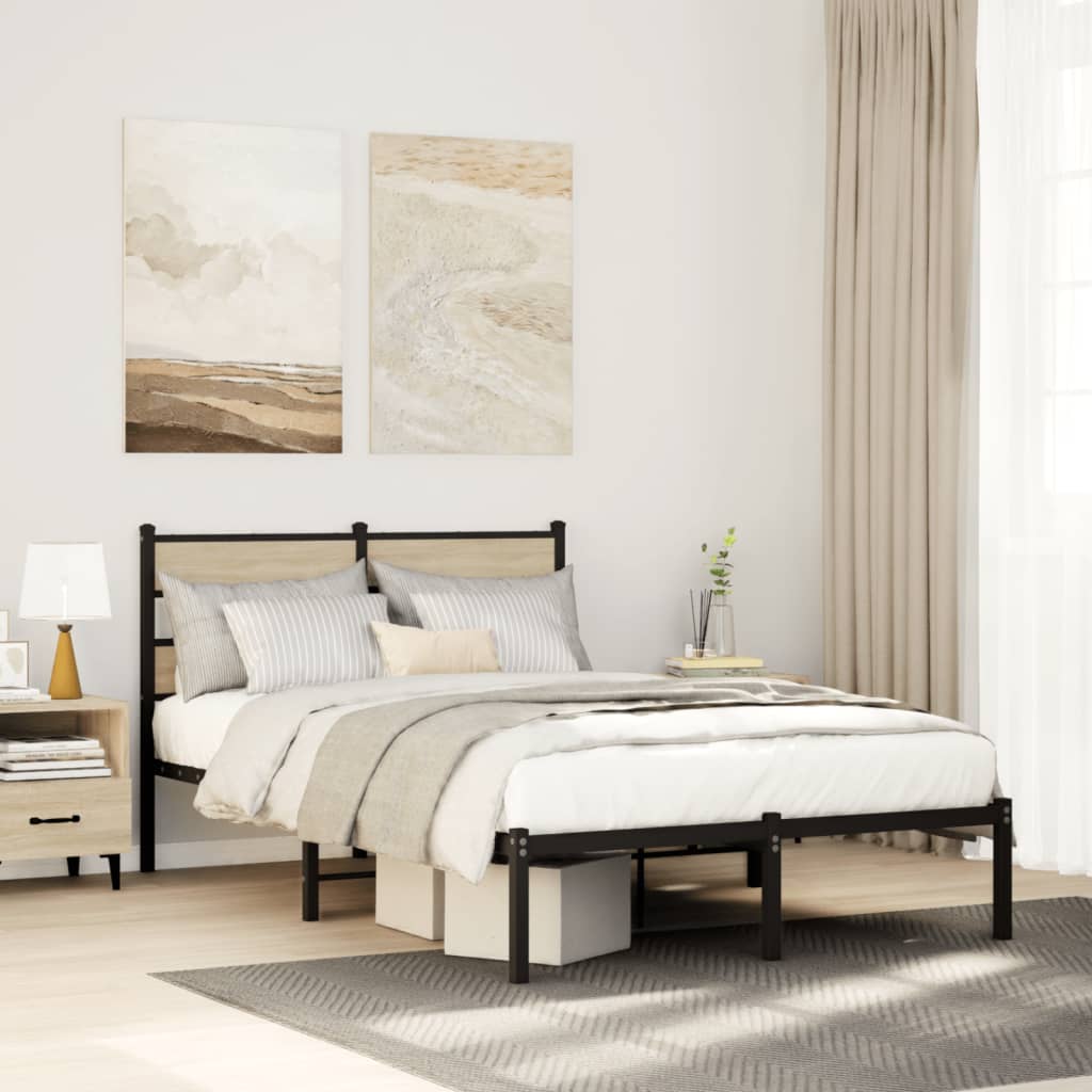 Metal Bed Frame without Mattress Sonoma Oak 120x200 cm