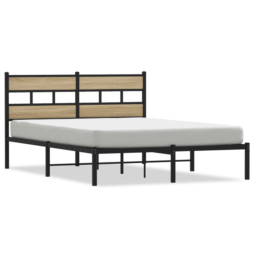 Metal Bed Frame without Mattress Sonoma Oak 140x200 cm