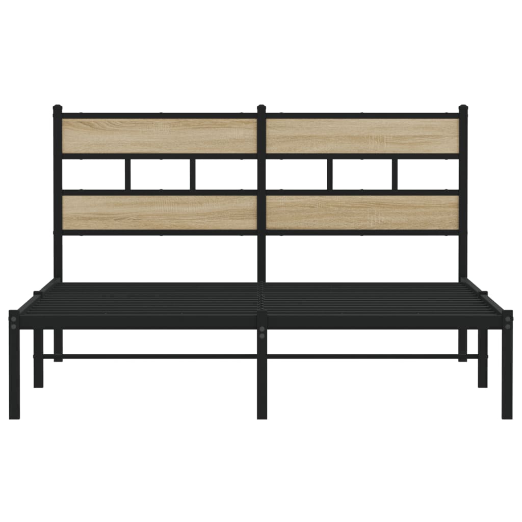 Metal Bed Frame without Mattress Sonoma Oak 140x200 cm