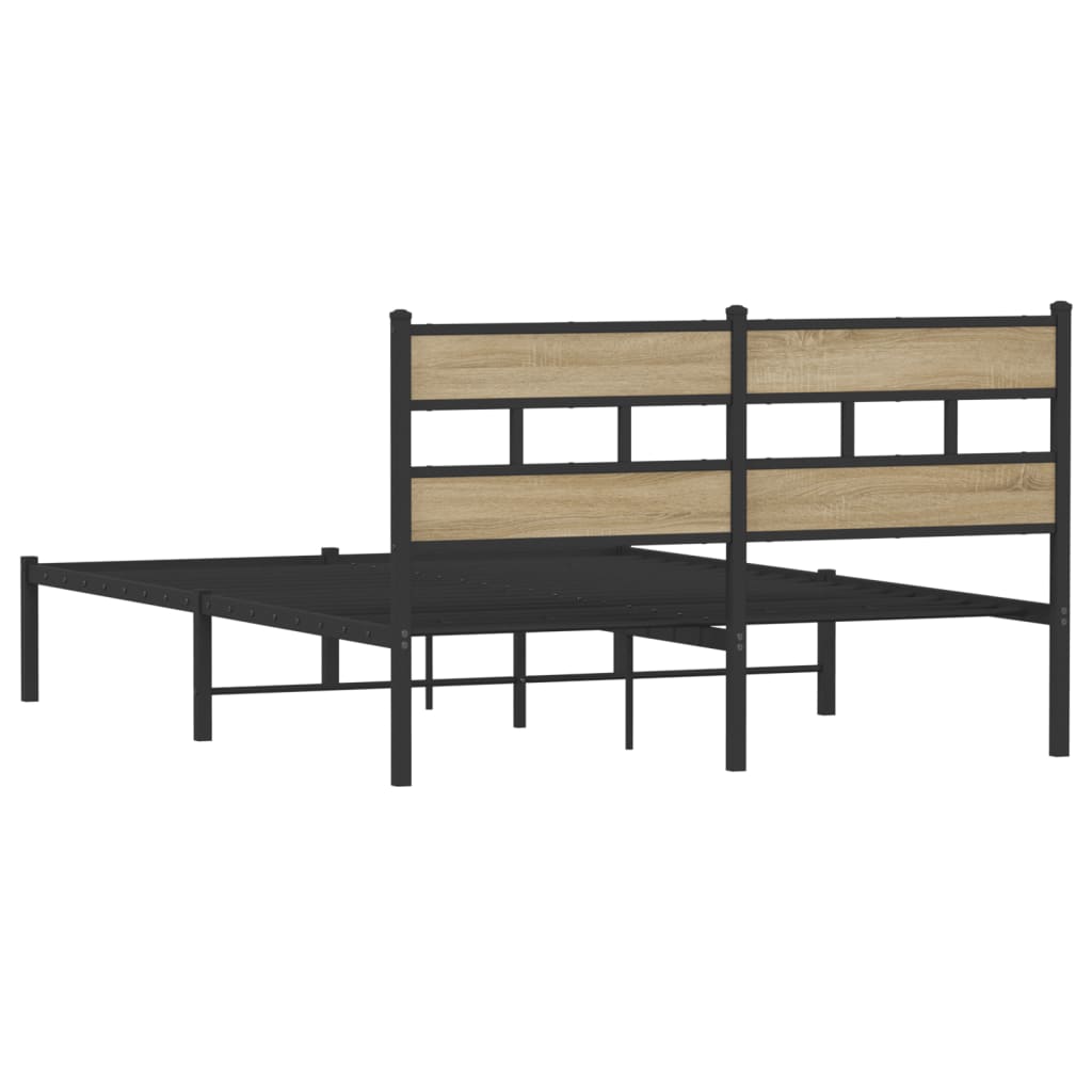 Metal Bed Frame without Mattress Sonoma Oak 140x200 cm