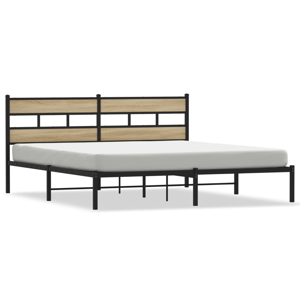 Metal Bed Frame without Mattress Sonoma Oak 180x200 cm Super King