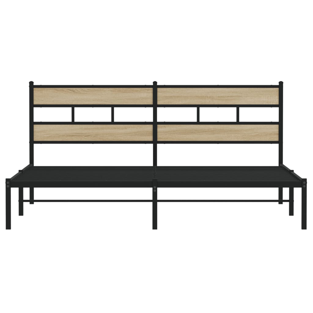 Metal Bed Frame without Mattress Sonoma Oak 180x200 cm Super King