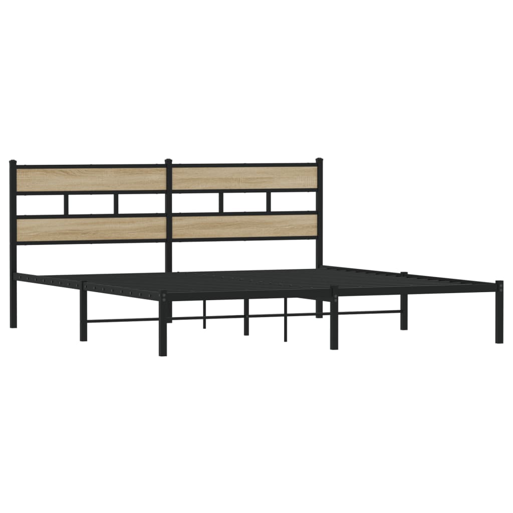 Metal Bed Frame without Mattress Sonoma Oak 200x200 cm
