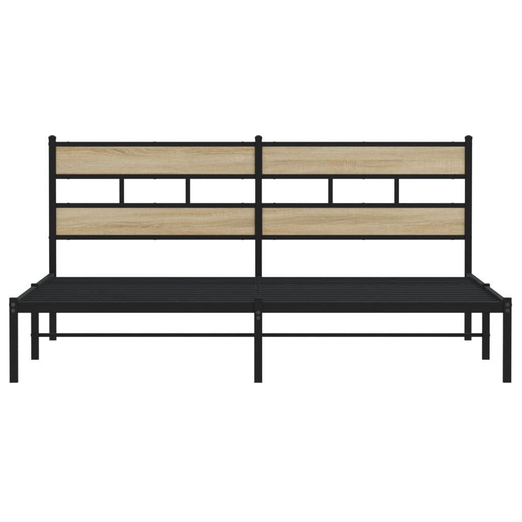 Metal Bed Frame without Mattress Sonoma Oak 200x200 cm