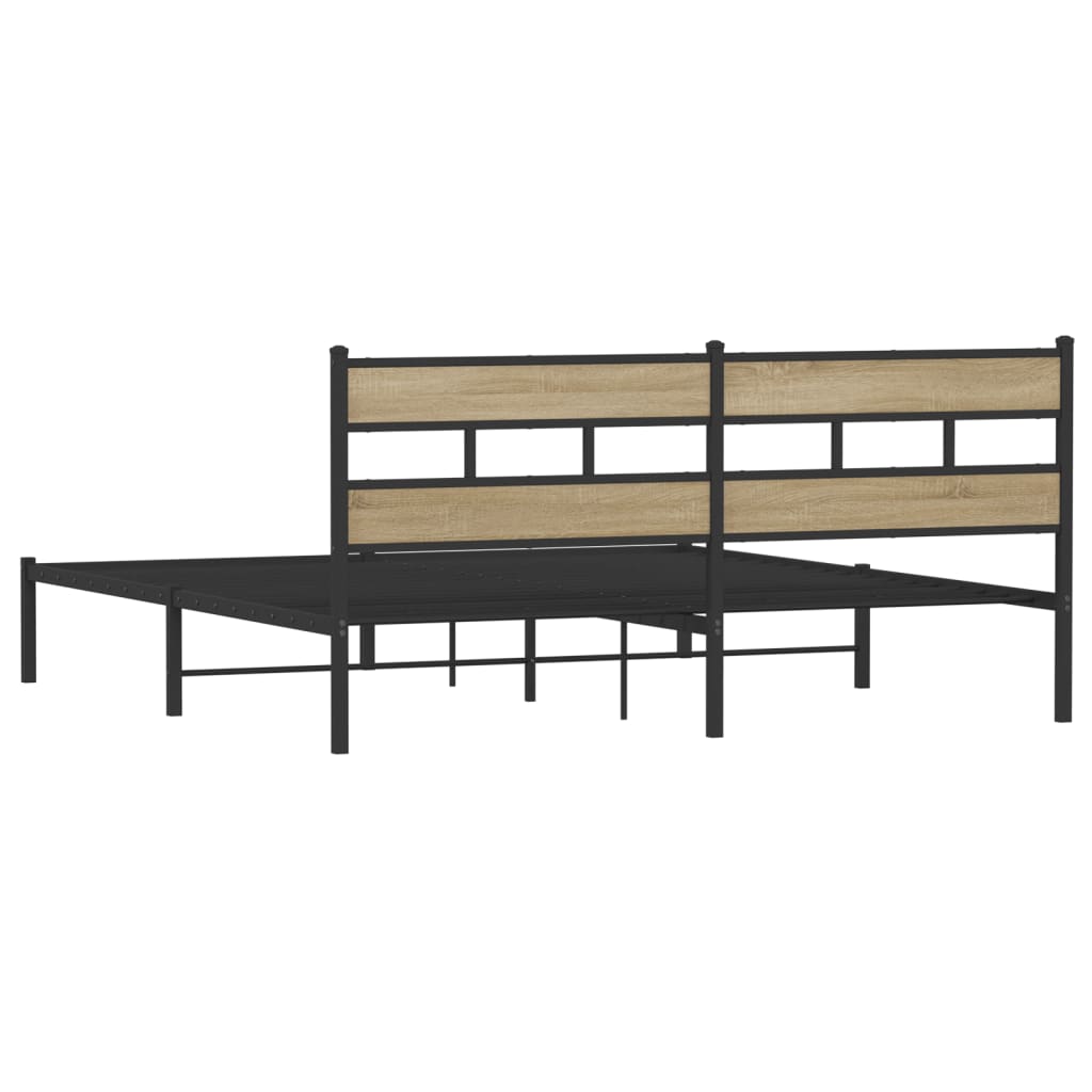 Metal Bed Frame without Mattress Sonoma Oak 200x200 cm