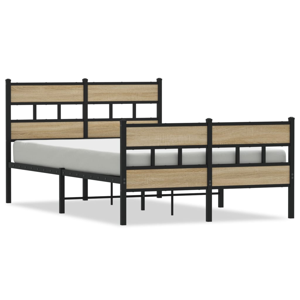Metal Bed Frame without Mattress Sonoma Oak 120x190 cm Small Double