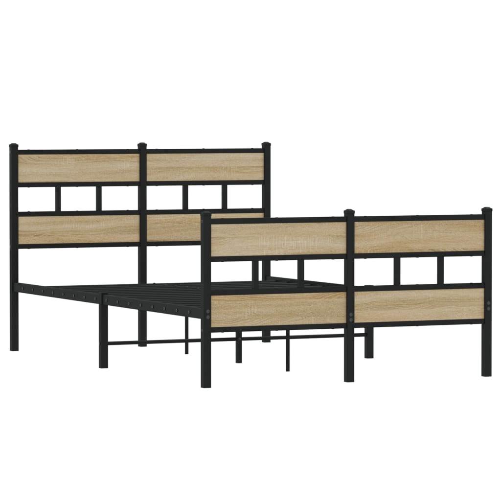 Metal Bed Frame without Mattress Sonoma Oak 120x190 cm Small Double