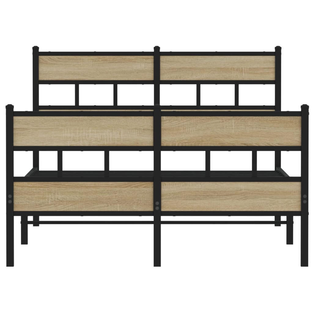 Metal Bed Frame without Mattress Sonoma Oak 120x190 cm Small Double
