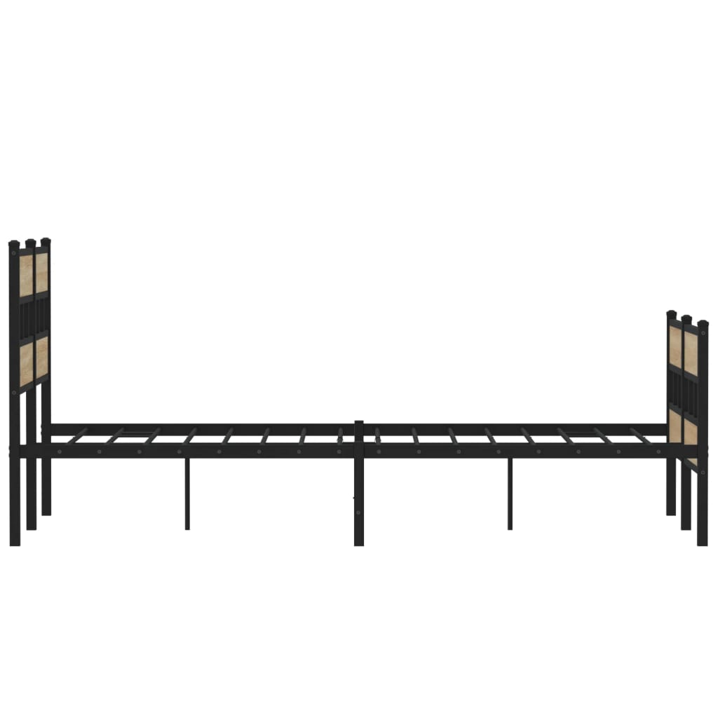 Metal Bed Frame without Mattress Sonoma Oak 120x190 cm Small Double