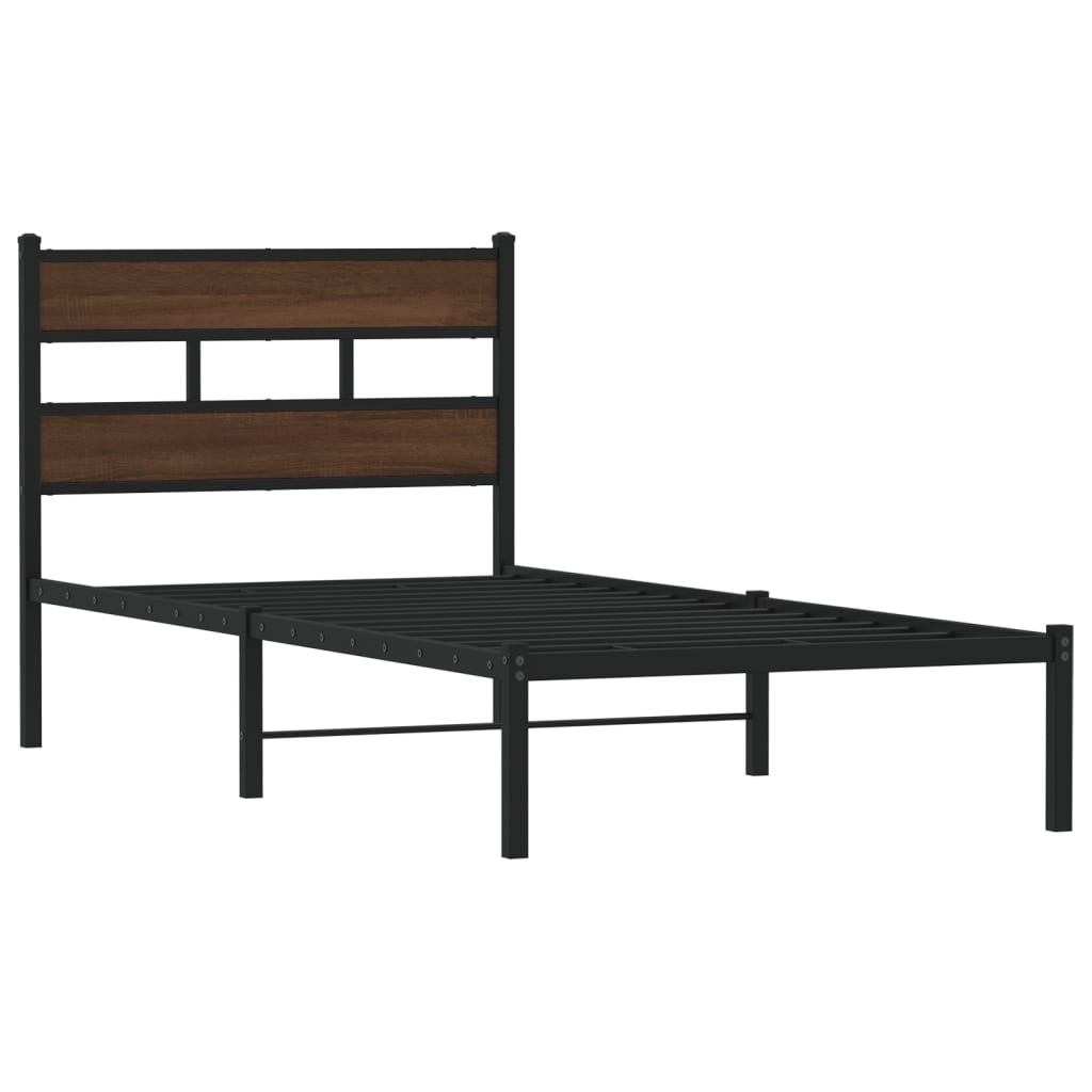 Bed Frame without Mattress with Headboard Brown Oak 100x200 cm