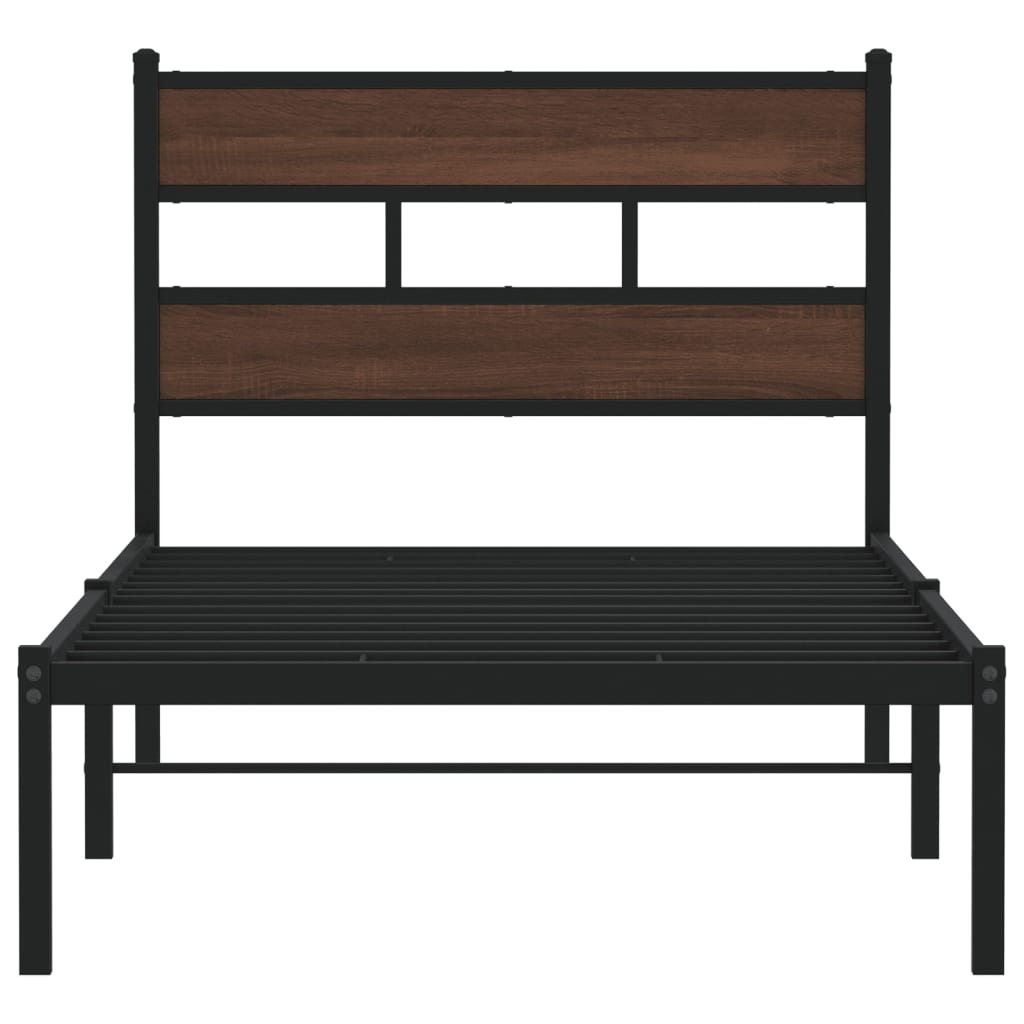Bed Frame without Mattress with Headboard Brown Oak 100x200 cm