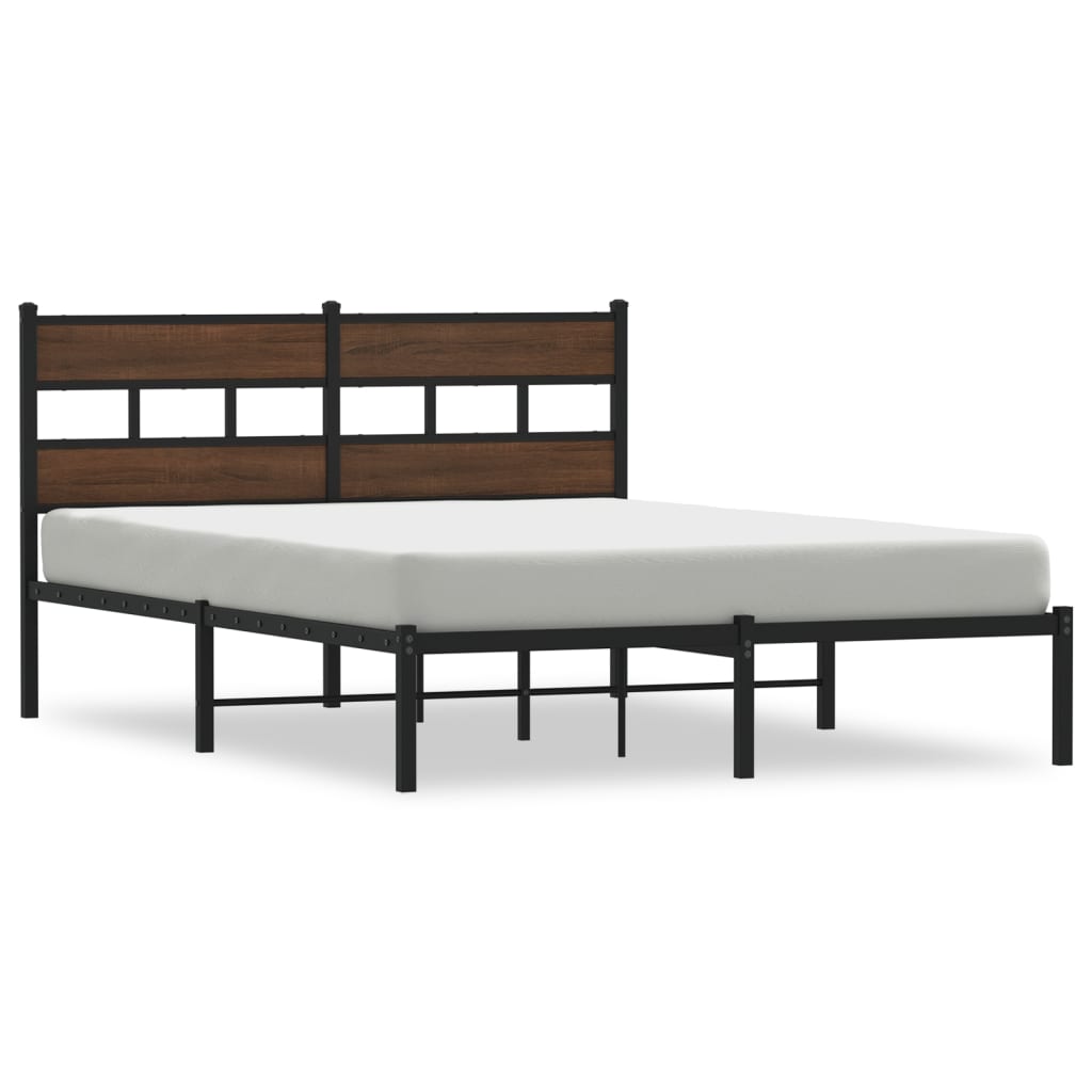 Bed Frame without Mattress with Headboard Brown Oak 140x190 cm