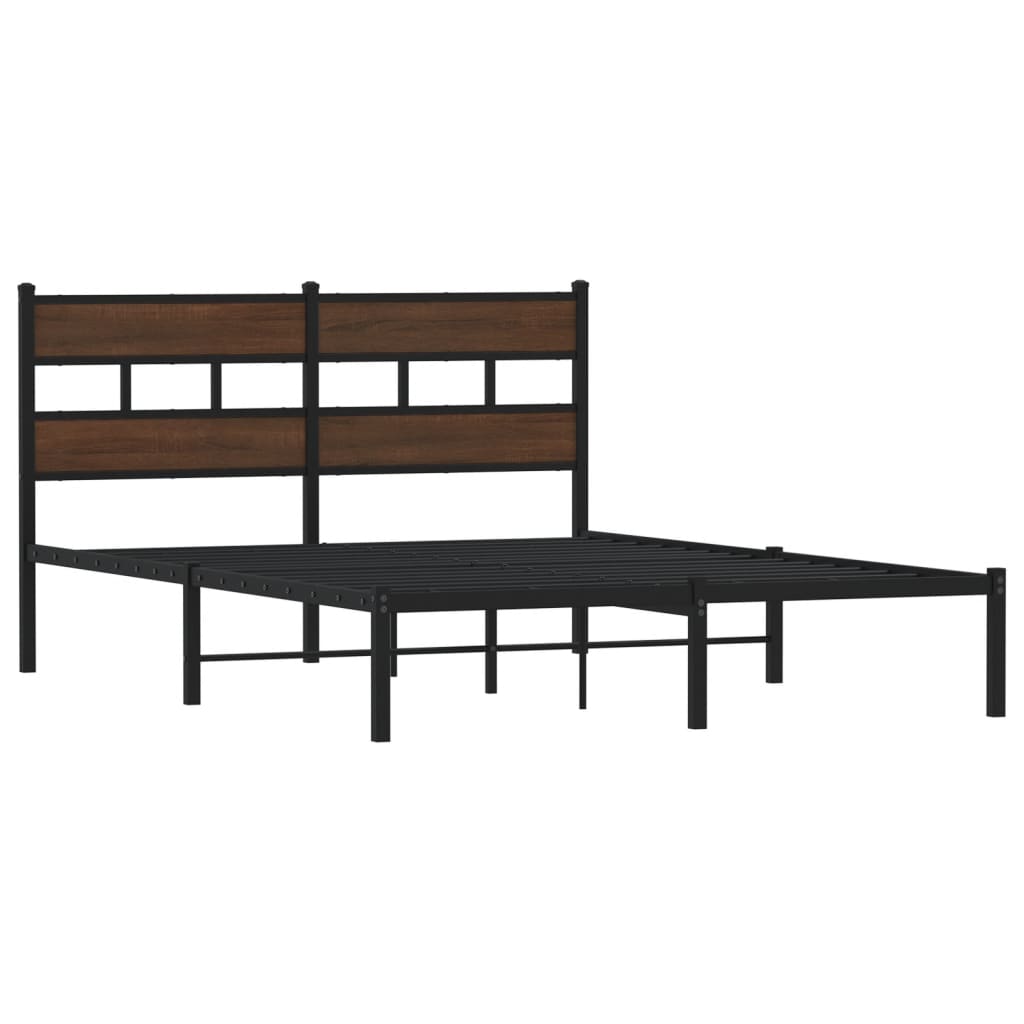 Bed Frame without Mattress with Headboard Brown Oak 140x190 cm
