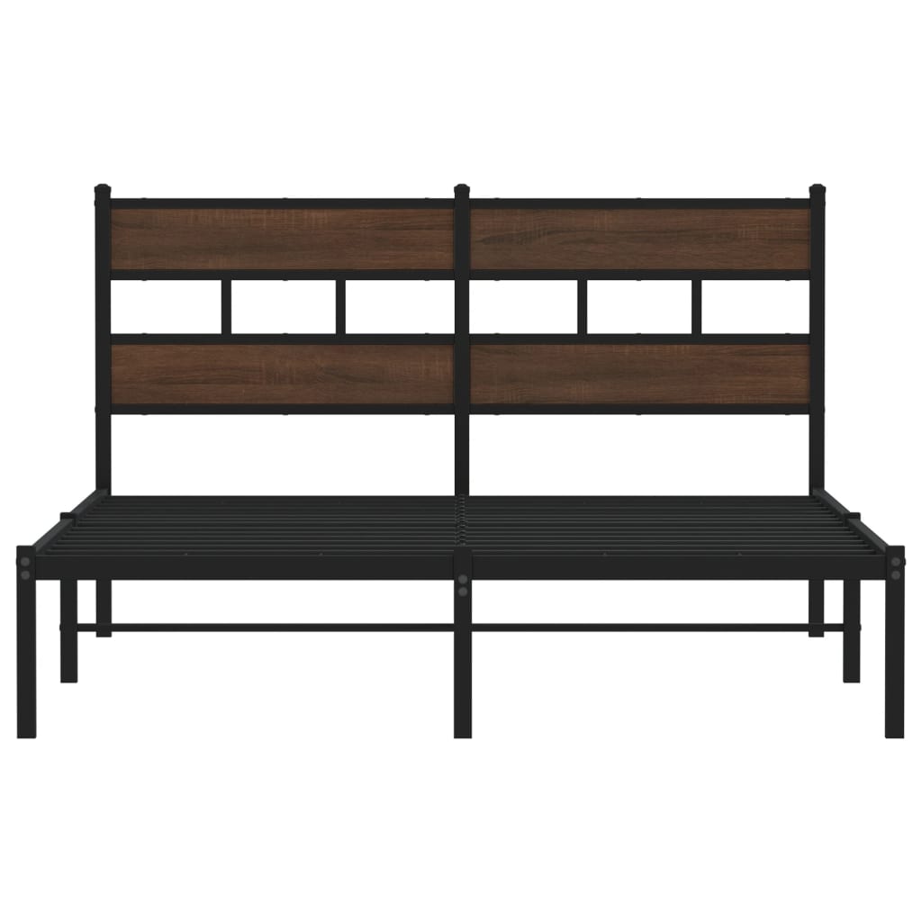 Bed Frame without Mattress with Headboard Brown Oak 140x190 cm