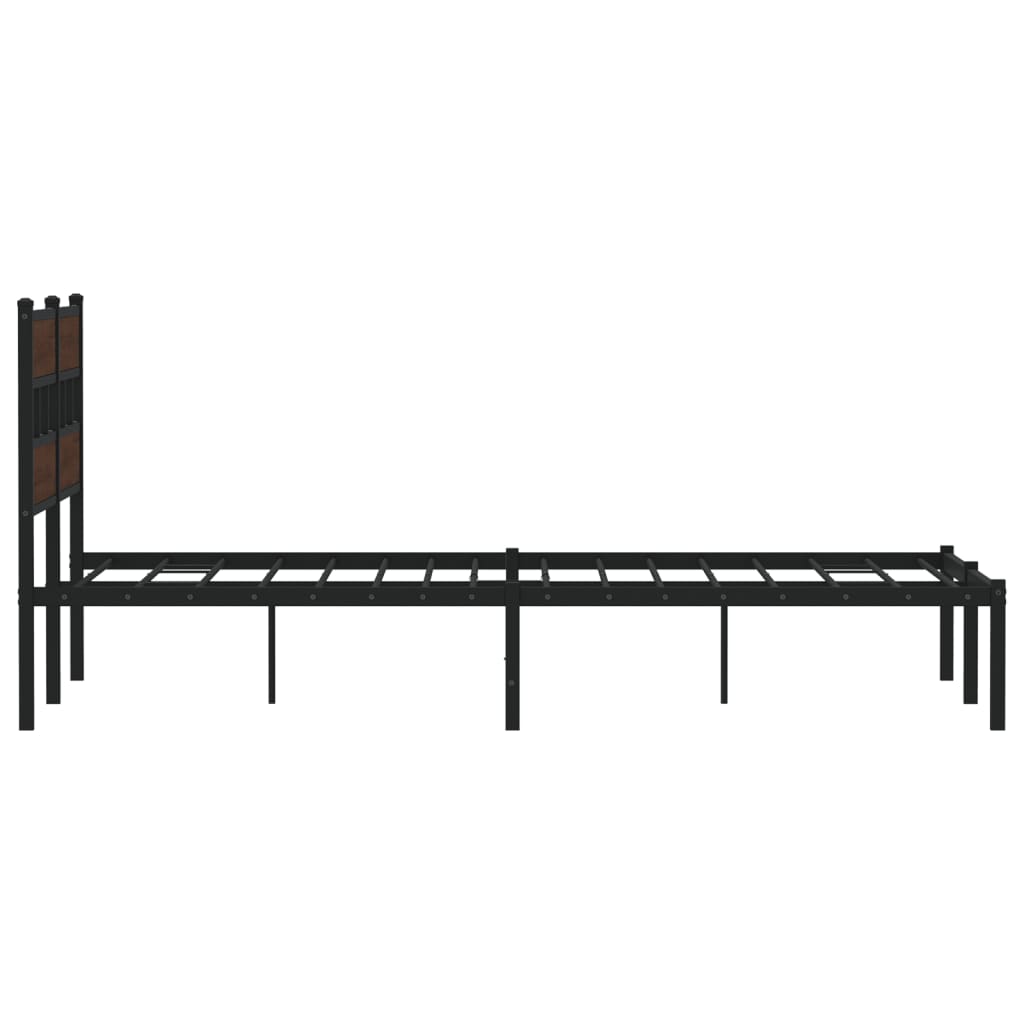 Bed Frame without Mattress with Headboard Brown Oak 140x190 cm
