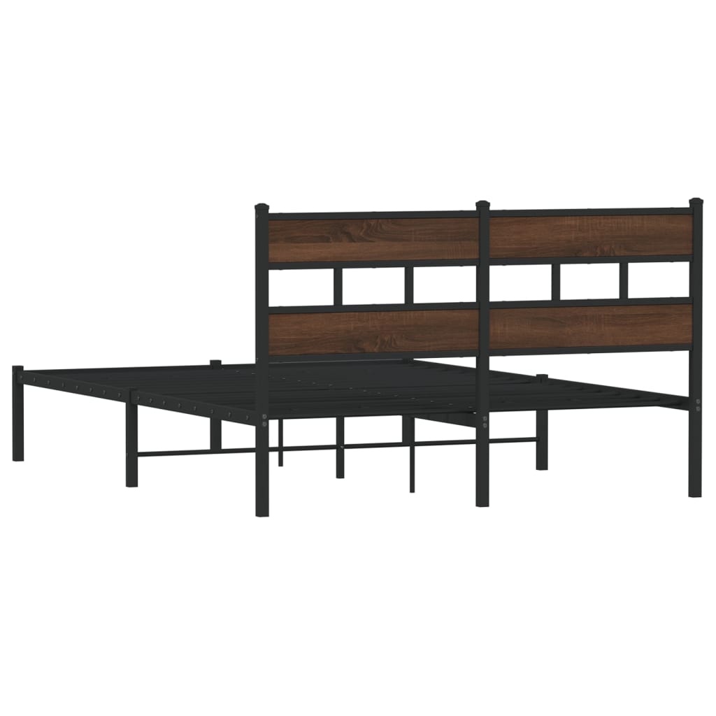 Bed Frame without Mattress with Headboard Brown Oak 140x190 cm