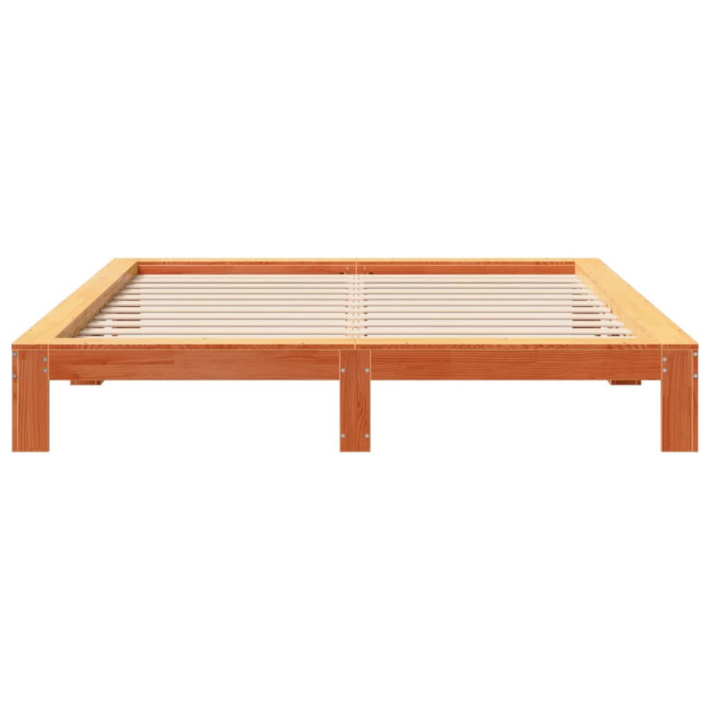 Bed Frame without Mattress Wax Brown 200x200 cm Solid Wood Pine