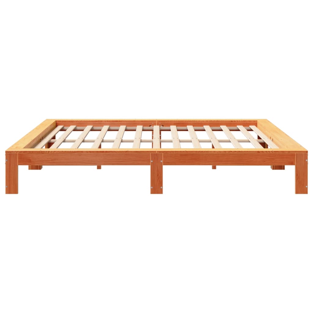 Bed Frame without Mattress Wax Brown 200x200 cm Solid Wood Pine