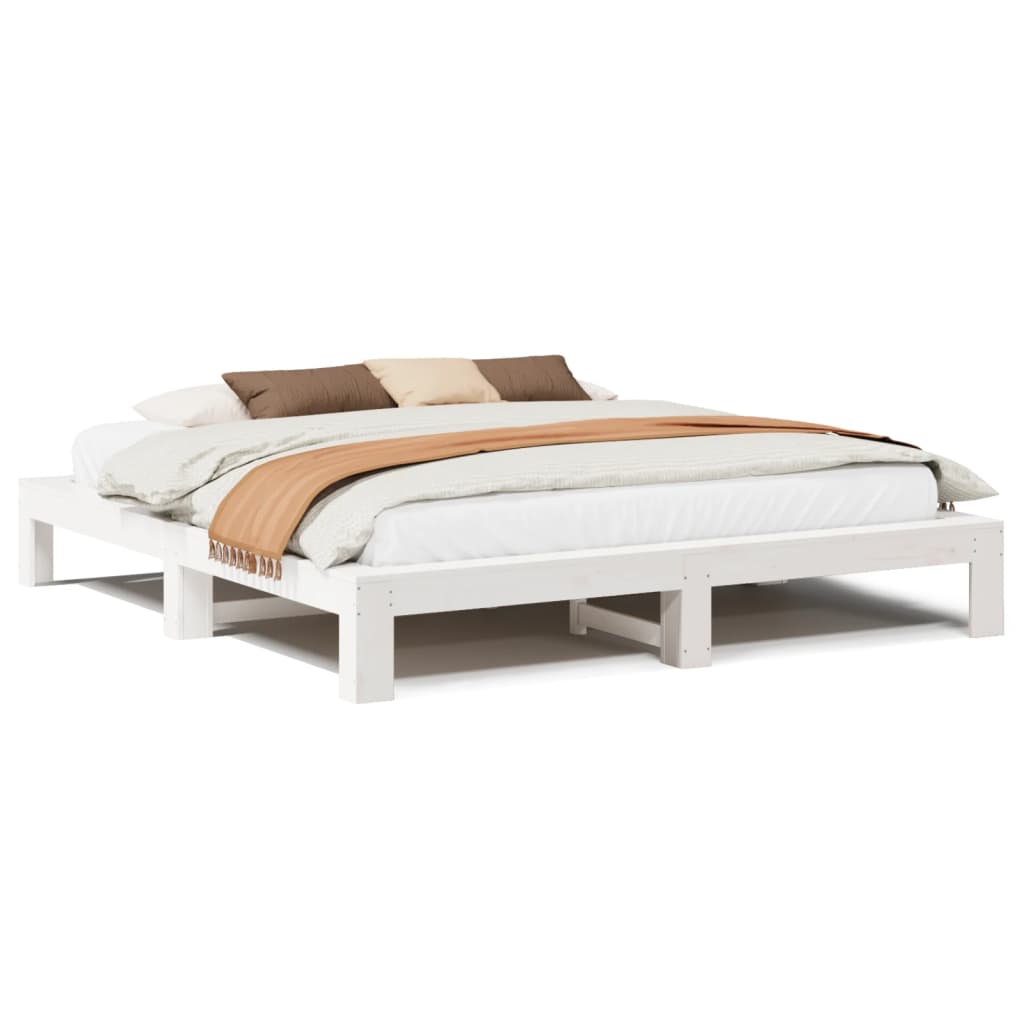 Bed Frame without Mattress White 180x200 cm Super King Solid Wood Pine
