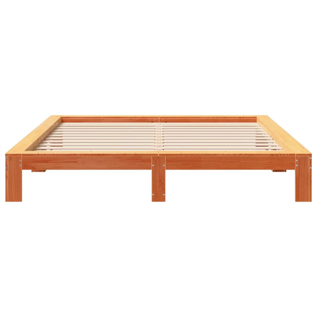 Bed Frame without Mattress Wax Brown 180x200 cm Super King Solid Wood Pine
