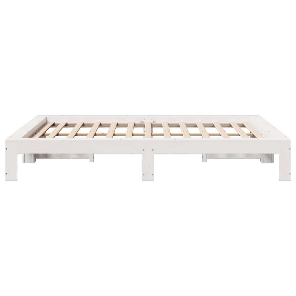 Bed Frame without Mattress White 160x200 cm Solid Wood Pine