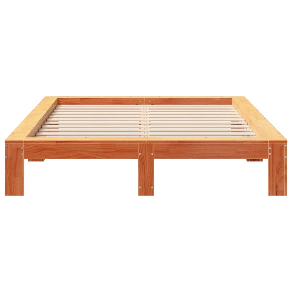Bed Frame without Mattress Wax Brown 160x200 cm Solid Wood Pine
