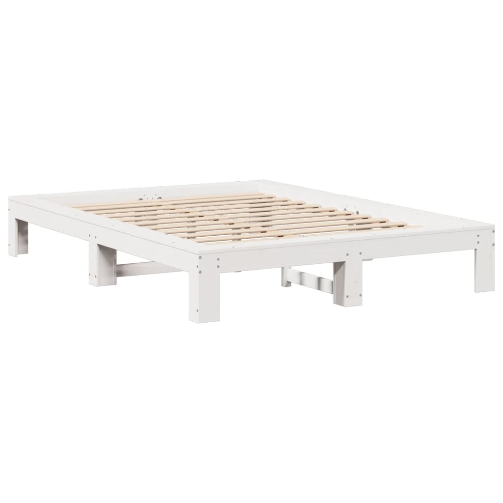 Bed Frame without Mattress White 150x200 cm King Size Solid Wood Pine